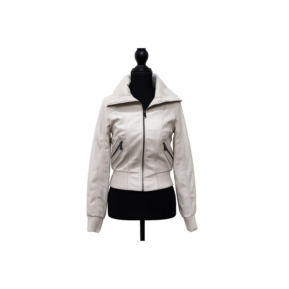 dELiA*s Y2K Faux Leather Cropped Bomber Jacket Womens Small Blush Pink Moto Zip